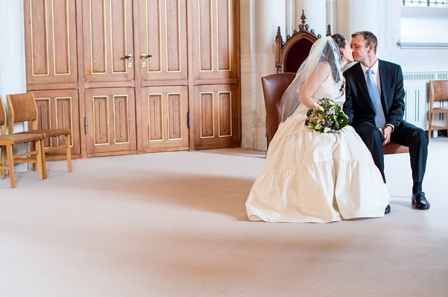 The bride and groom kissing at their destination wedding by Copenhagen wedding photographer maria assia