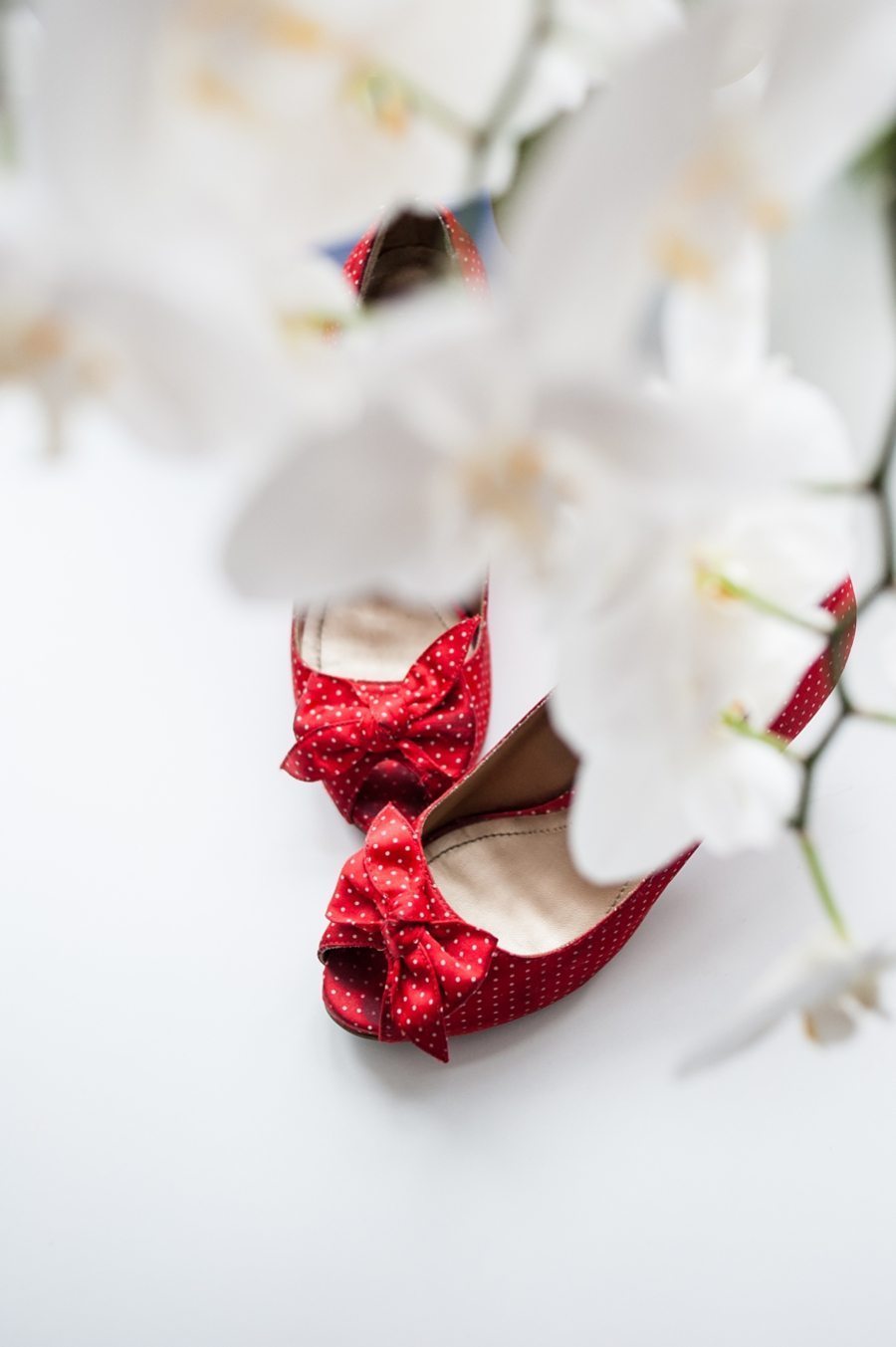 Winter Wedding shoes through orchids