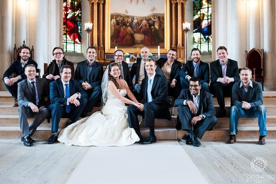 Copenhagen wedding photographer group shot in the church