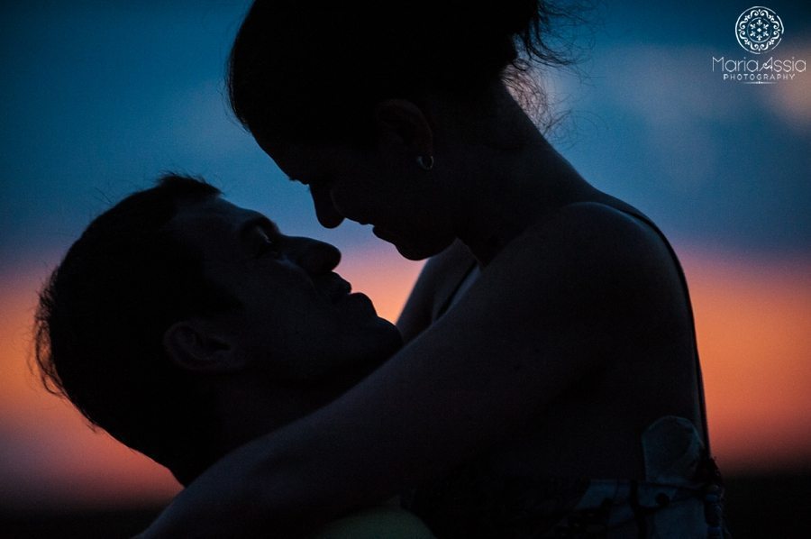 Bulgarian Evening pre wedding shoot couple silhouette in the evening sky