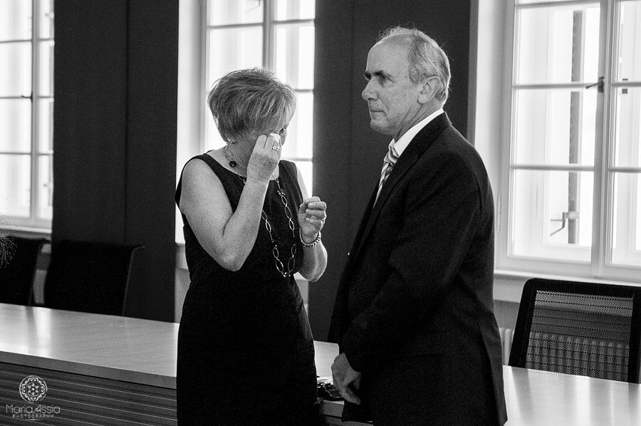 Groom's parents crying happy tears at their wedding ceremony