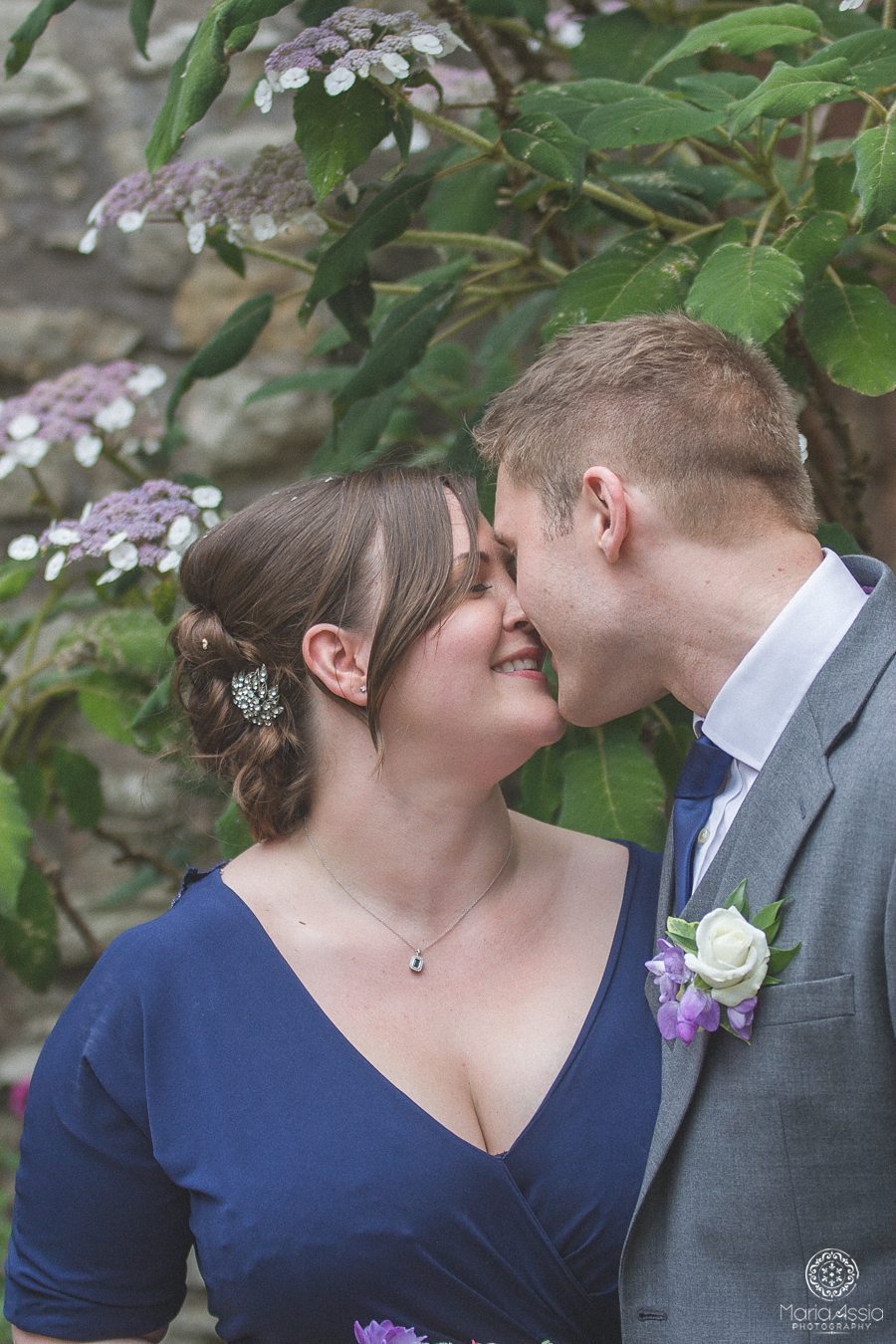 Creative Wedding portrait of the bride and groom at Birtsmorton Court