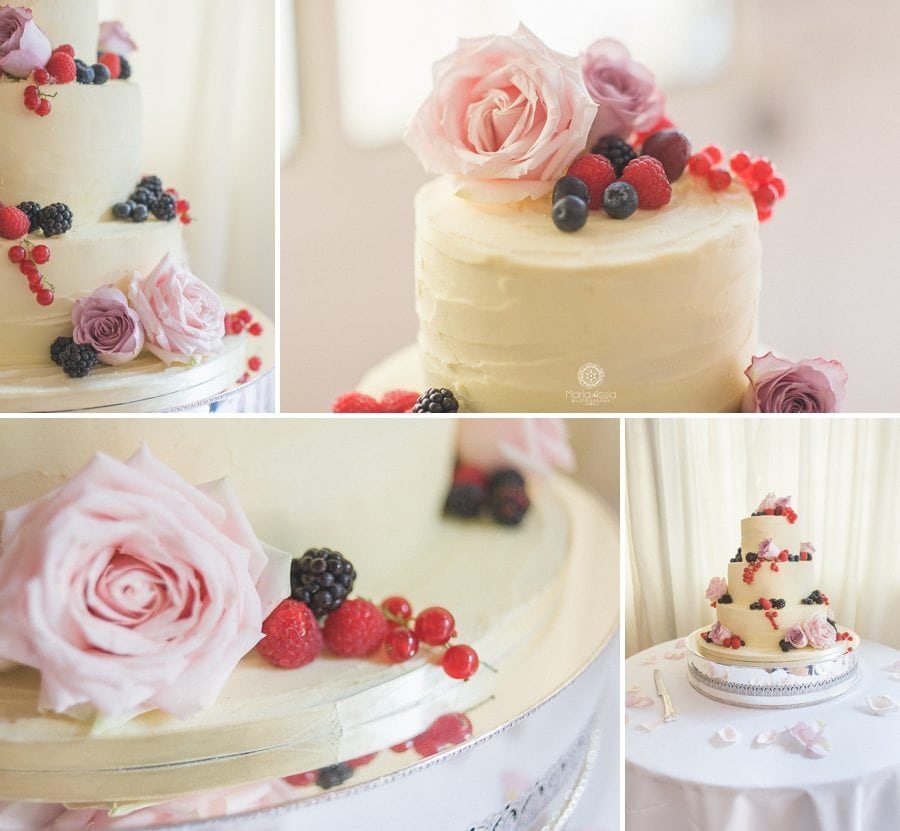 wedding cake with fruit at Birtsmorton Court wedding 