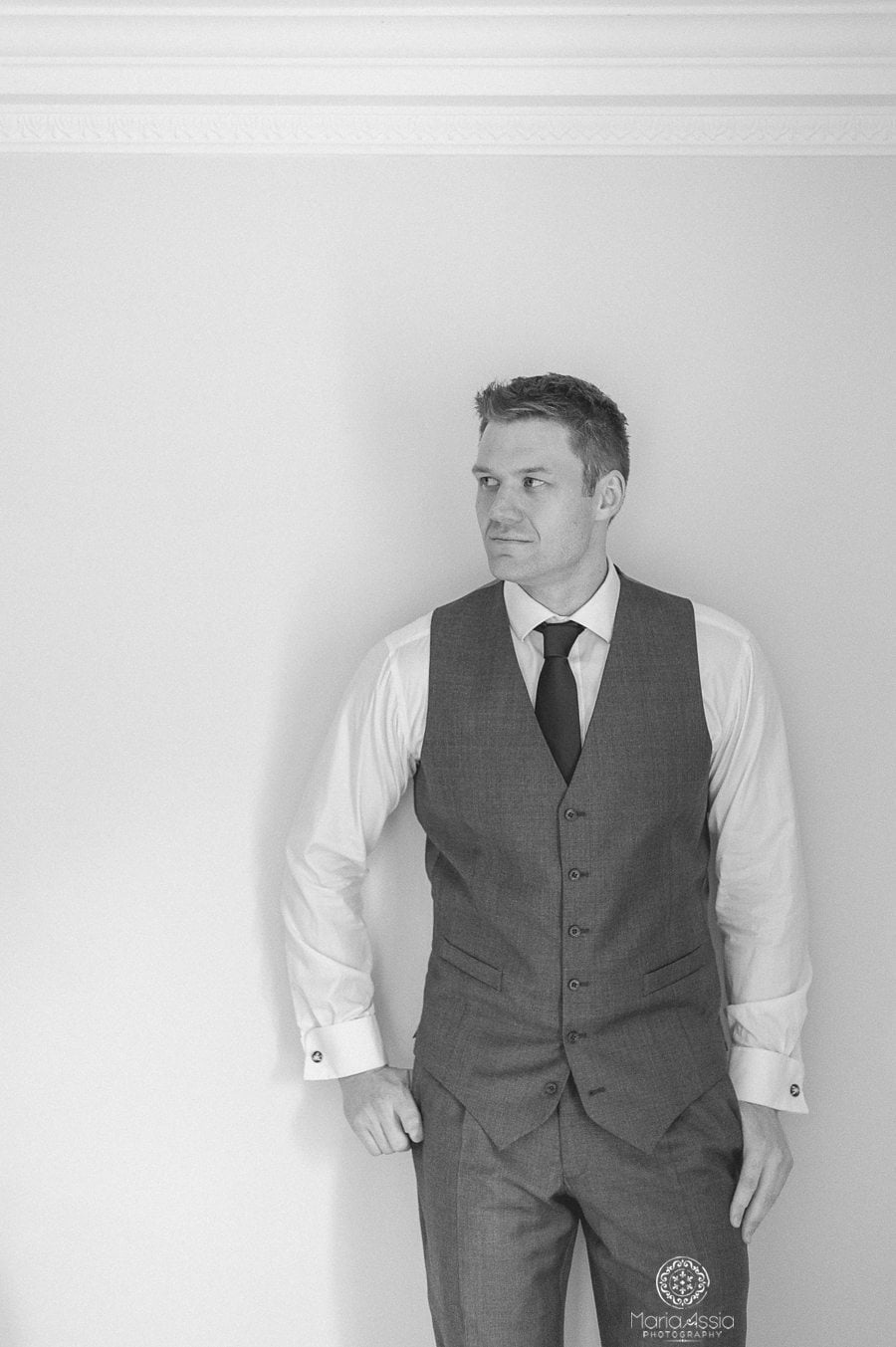 Wedding portrait of the groom at Birtsmorton Court