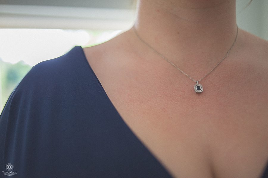 Bride's necklace at her Birtsmorton Court Navy Blue Wedding - Maria Assia Photography