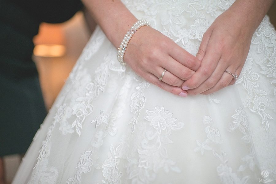 close up of bride's hands