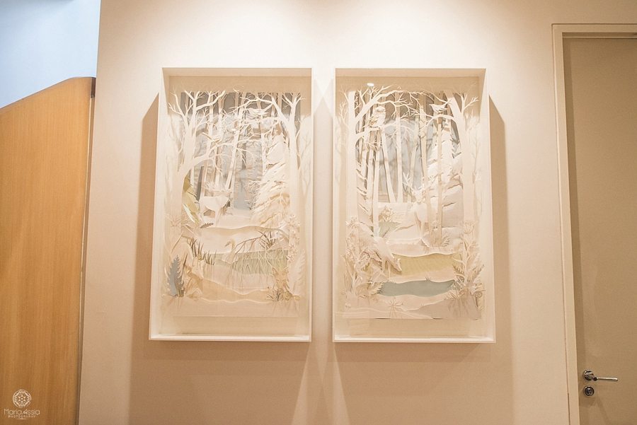 Two framed intricate layered Paper cuttings at Coworth Park