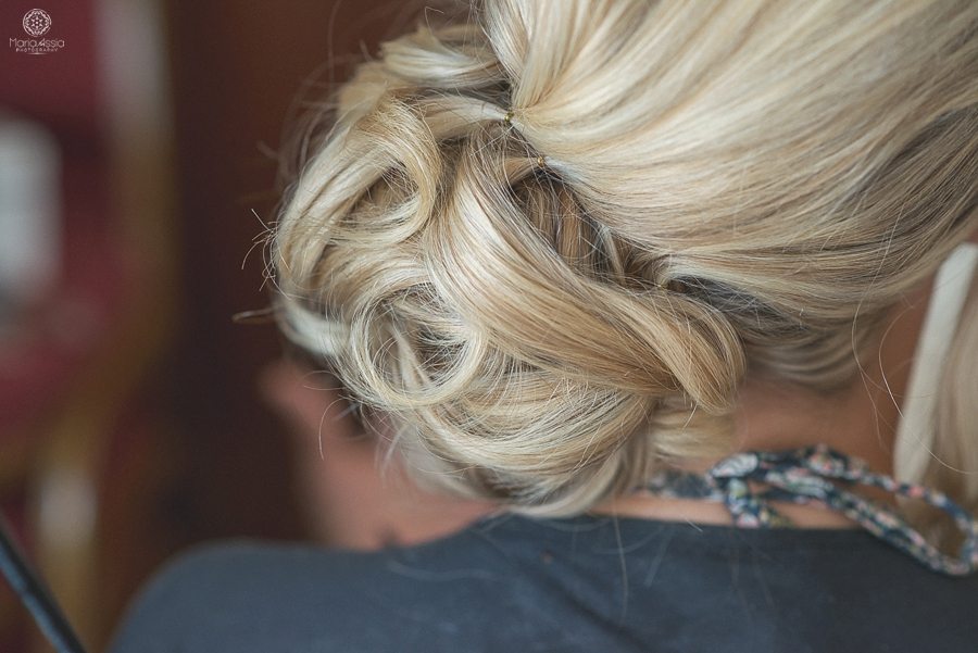 macro shot of Bride's wedding hairstyle