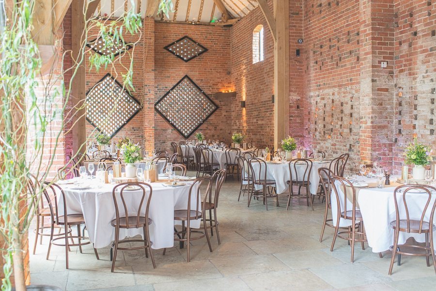 Shustoke farm barns decorated in a mint and lavender theme