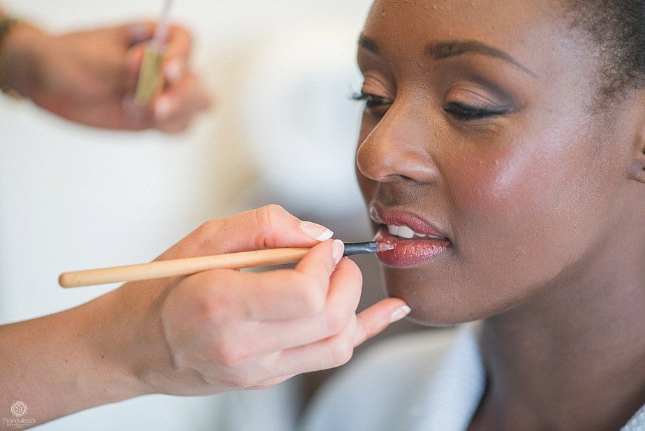 Close up of a Colourful Ethnic wedding bride's make up being applied