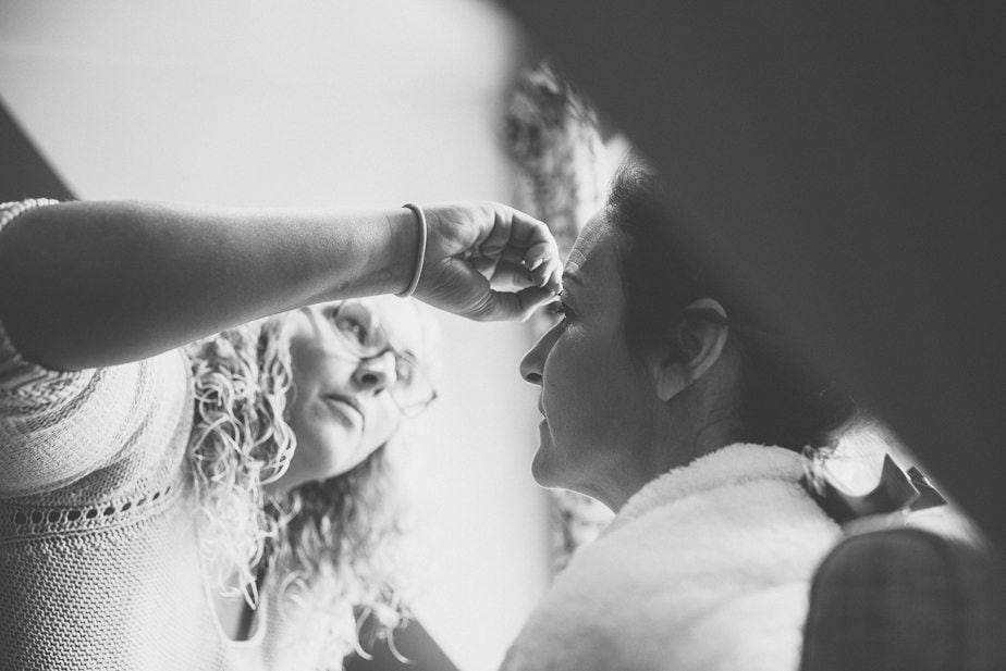 Bride's make up baing applied