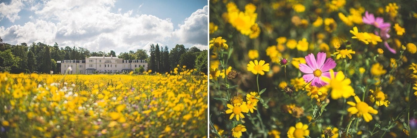 Coworth Park wedding venue Mansion and Wild flower meadow