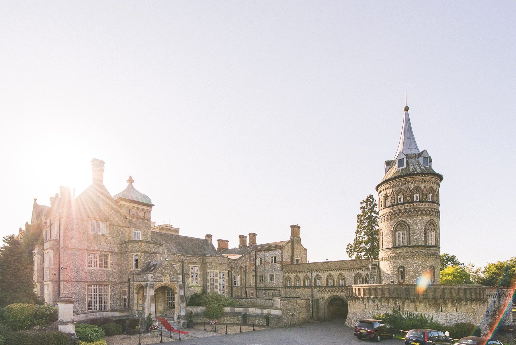 Sunnbathed Horsley Towers autumn wedding venue