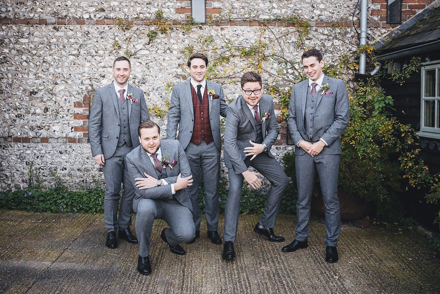 A funny group shot of the groom and groomsmen