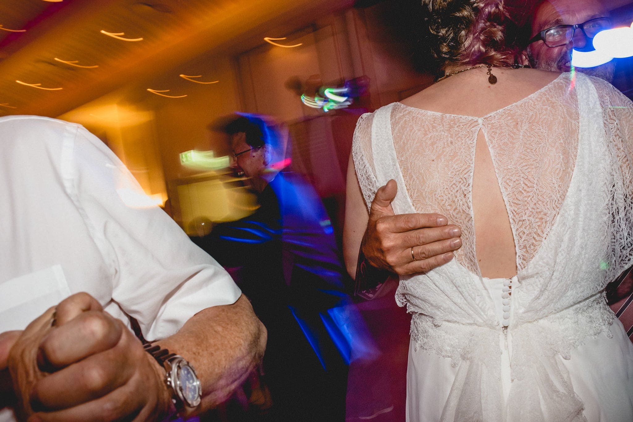 Wedding guests dancing