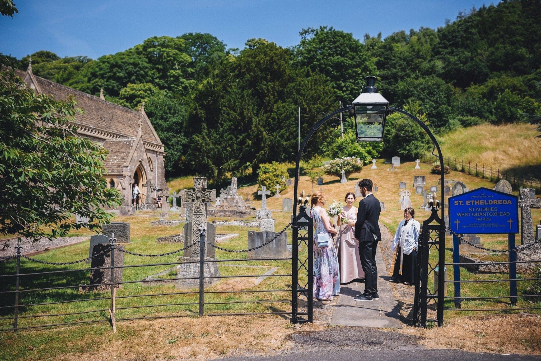 Guest waiting at St Etheldreda's church in the grounds of St Audries Park