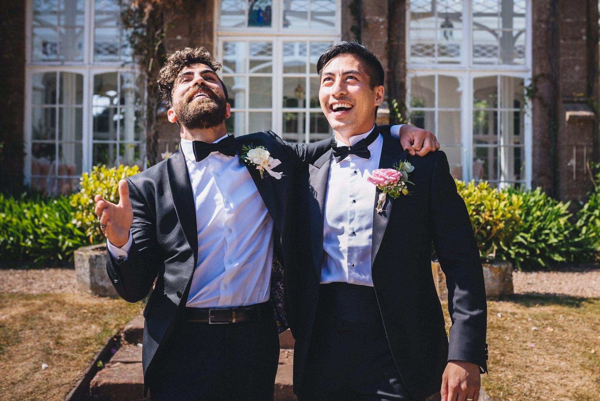 Groom and his best man goofing around