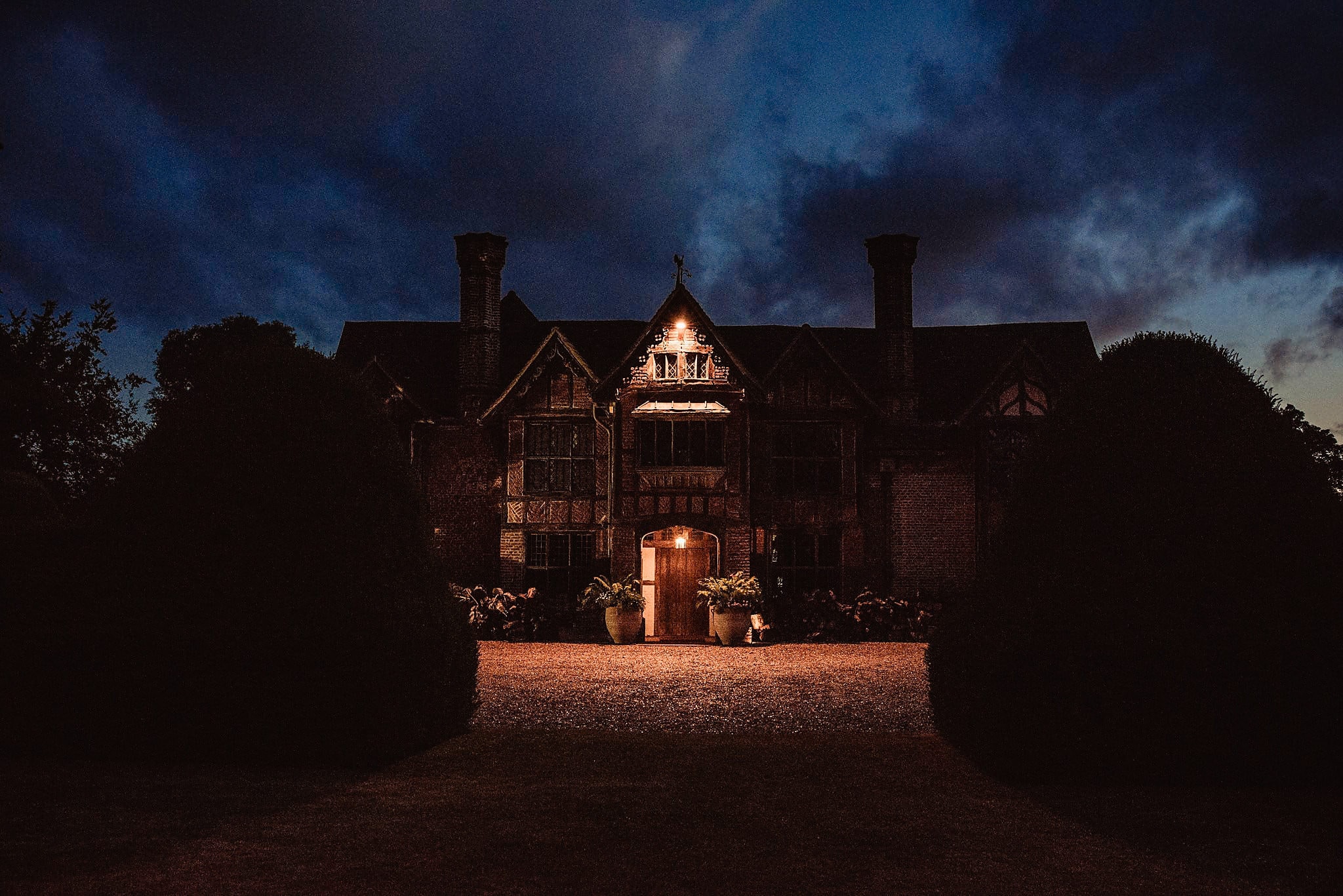 Night time view of Dorney Court Manor House