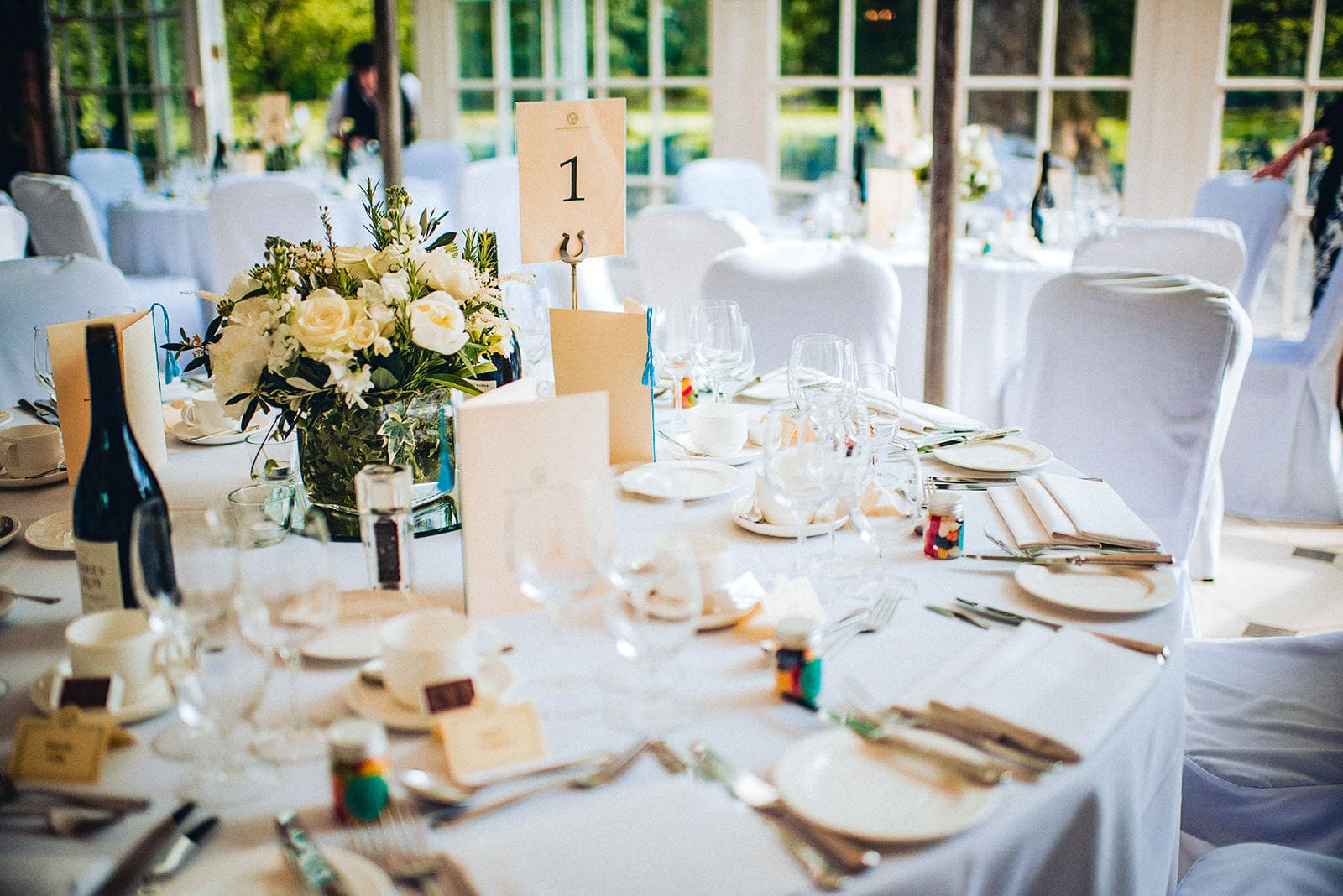 The Hurlingham Club's Terrace Room set for a summer wedding breakfast