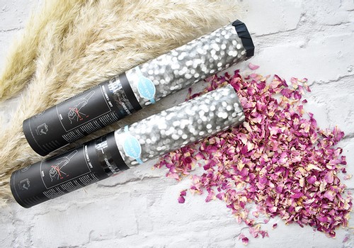 confetti cannon with natural rose petals from Adam Apple confetti